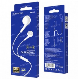 Наушники пров. BOROFONE BM40 вкл., микр.,1,2 белый